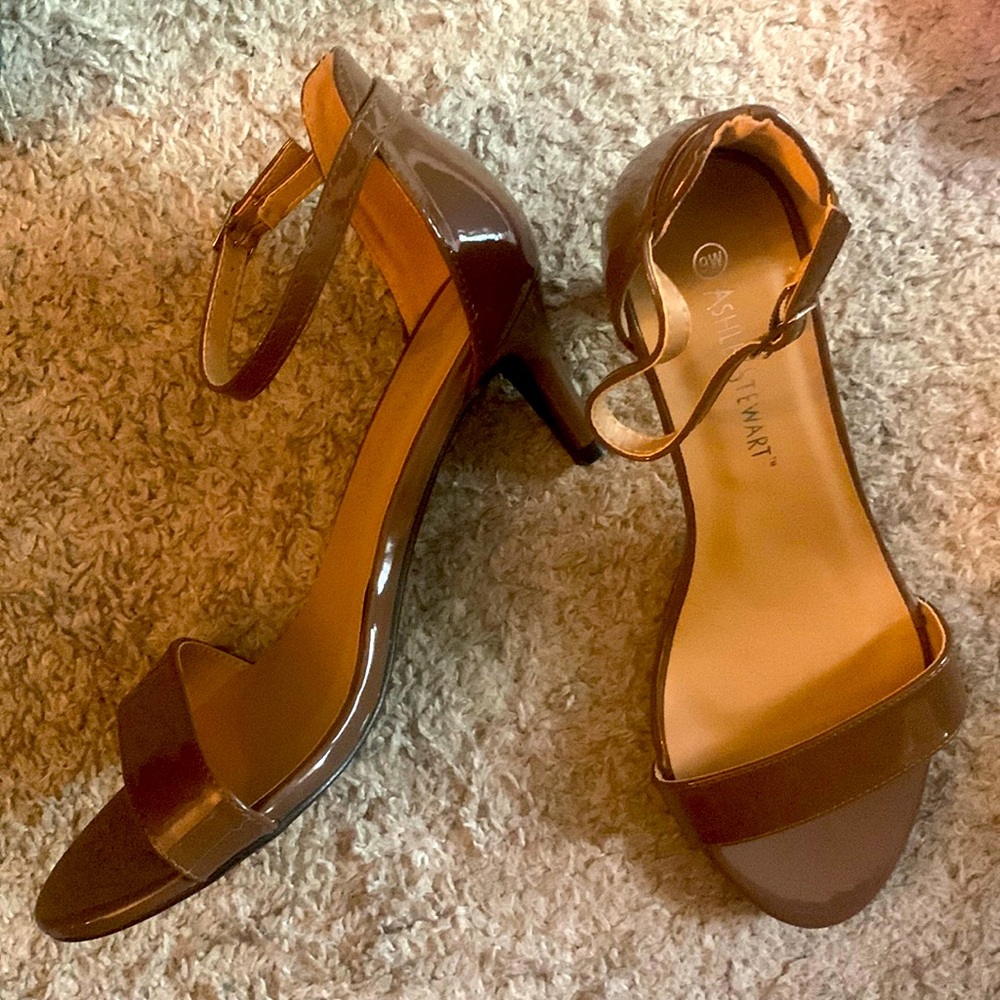 Brown Nude ankle strap heel